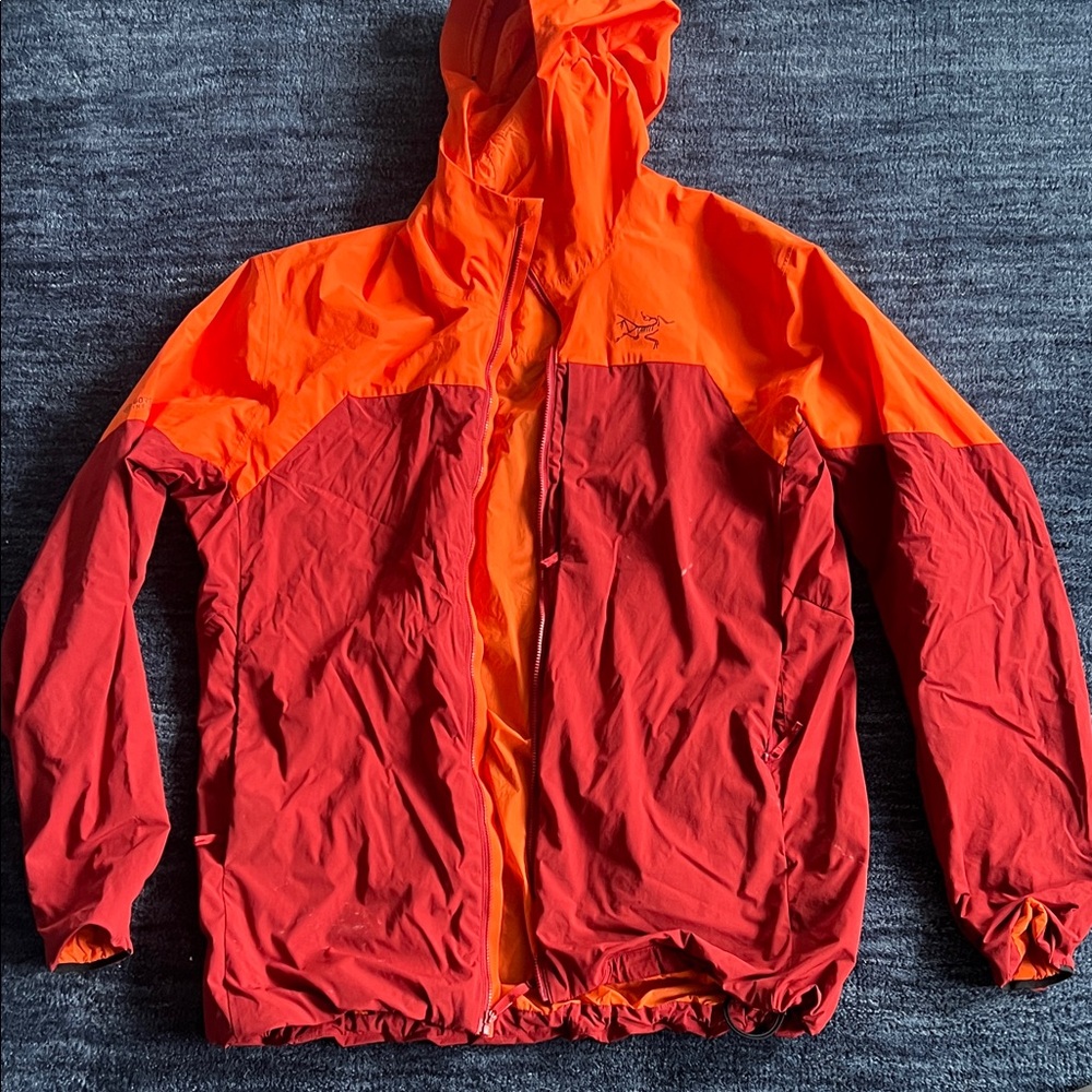 Arcteryx Orange and Red Hooded Jacket